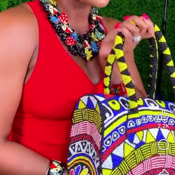 Sassy Jones Vibrant Red and Yellow Shoulder Bag - Picture 7 of 9